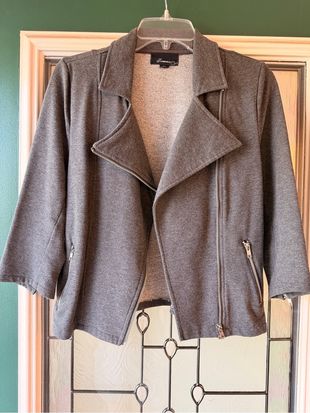 Forever 21 Gray Asymmetrical Zip Blazer Jacket